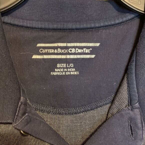 Cutter & Buck CB DryTec Syracuse Polo Shirt L/G Navy & Gray - Picture 3 of 5